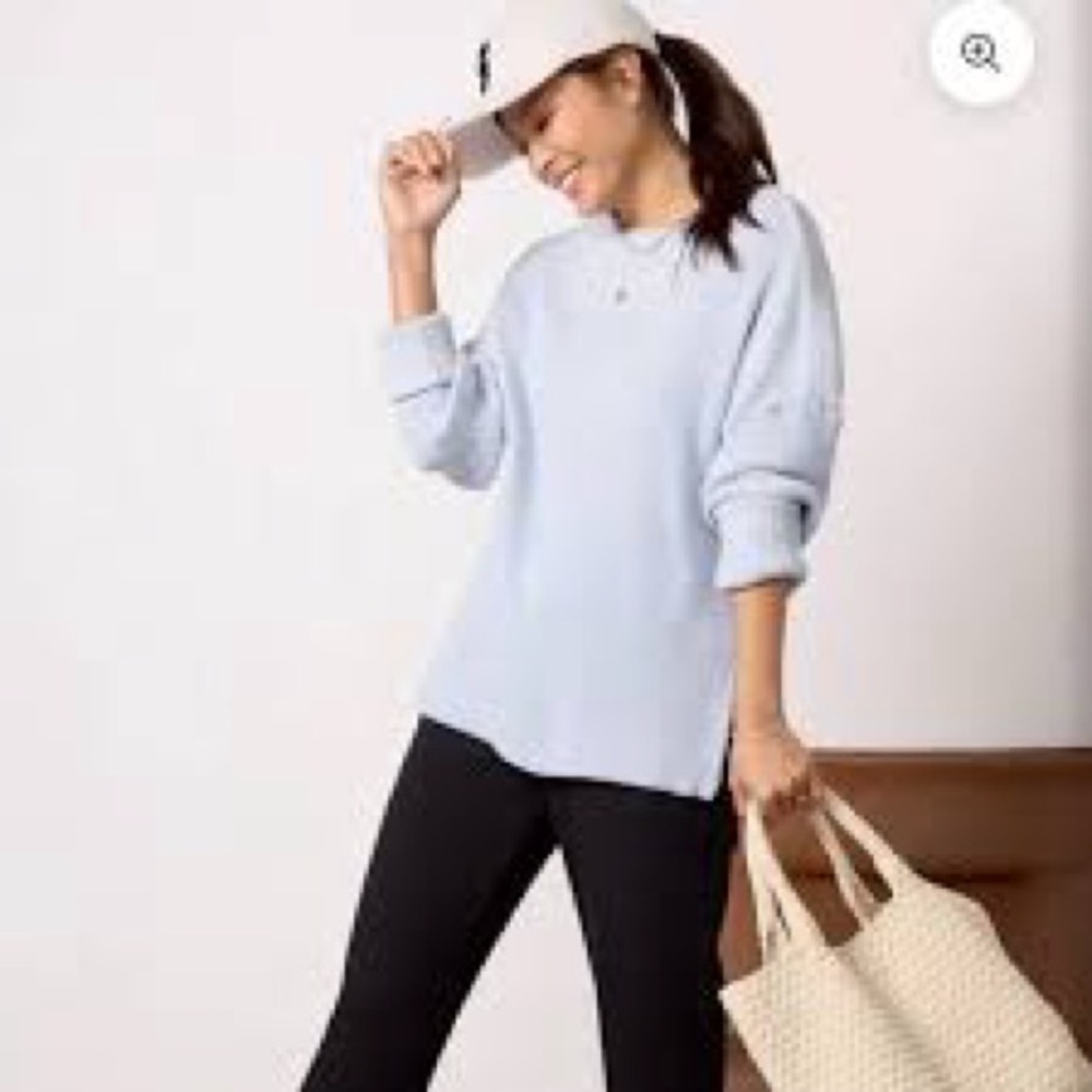 NWT Varley Kingsley Mock Neck Knit Sweater Pale Blue - Size Large